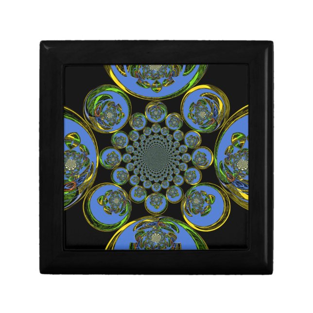 Beautiful cool royal blue black Kaleidoscope  art Gift Box (Front)