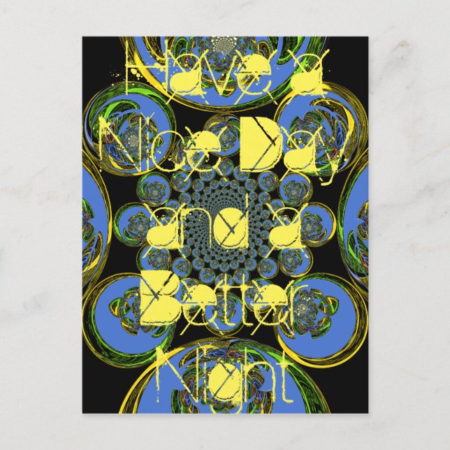 Beautiful cool royal blue black Kaleidoscope  art Postcard (Front)