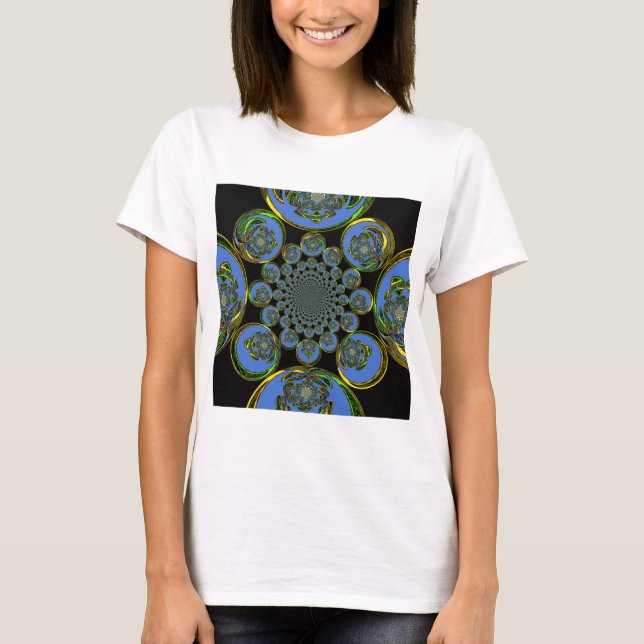 Beautiful cool royal blue black Kaleidoscope  art T-Shirt (Front)