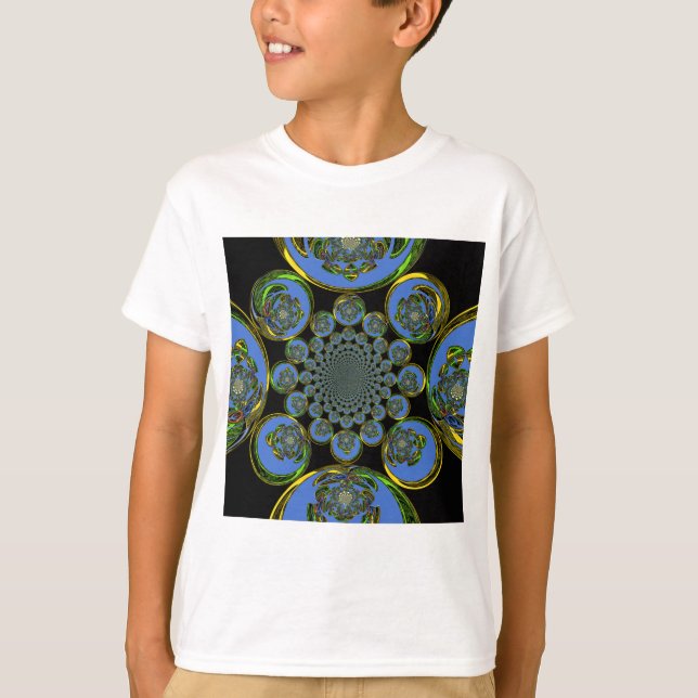 Beautiful cool royal blue black Kaleidoscope  art T-Shirt (Front)