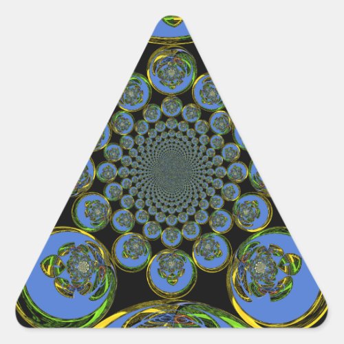 Beautiful cool royal blue black Kaleidoscope  art Triangle Sticker