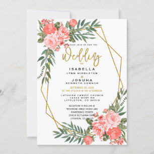 Beautiful Coral Floral Invitation