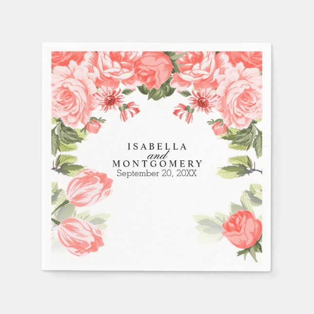 Beautiful Coral Flower Napkins (Front)