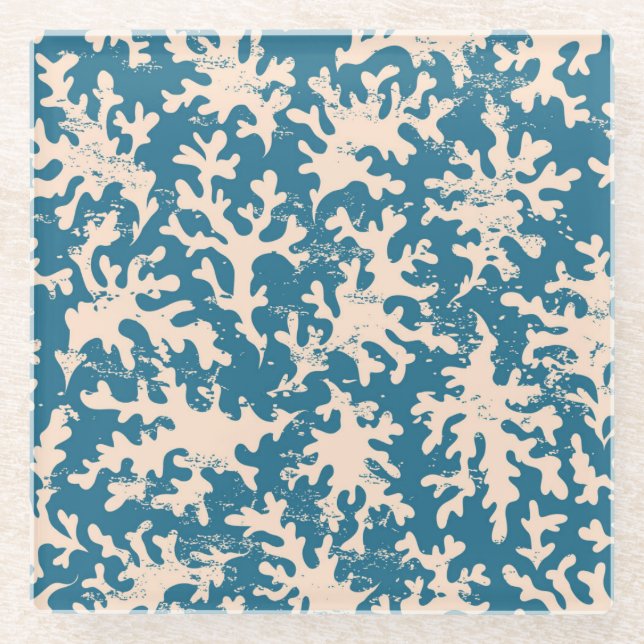 Beautiful Coral Pattern Glass Coaster (Front)