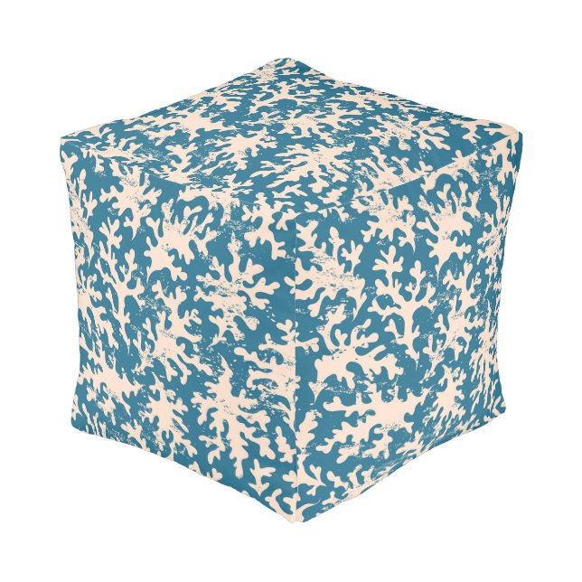 Beautiful Coral Pattern Pouf (Angled Front)