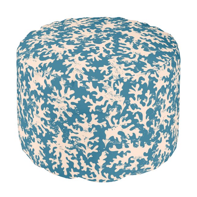 Beautiful Coral Pattern Pouf (Angled Front)