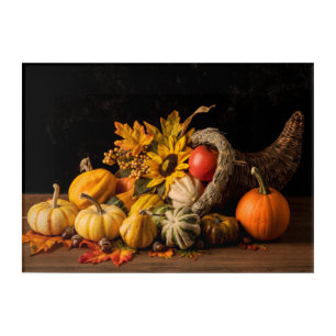 Beautiful Cornucopia Filled With Autumn Gourds Acrylic Print