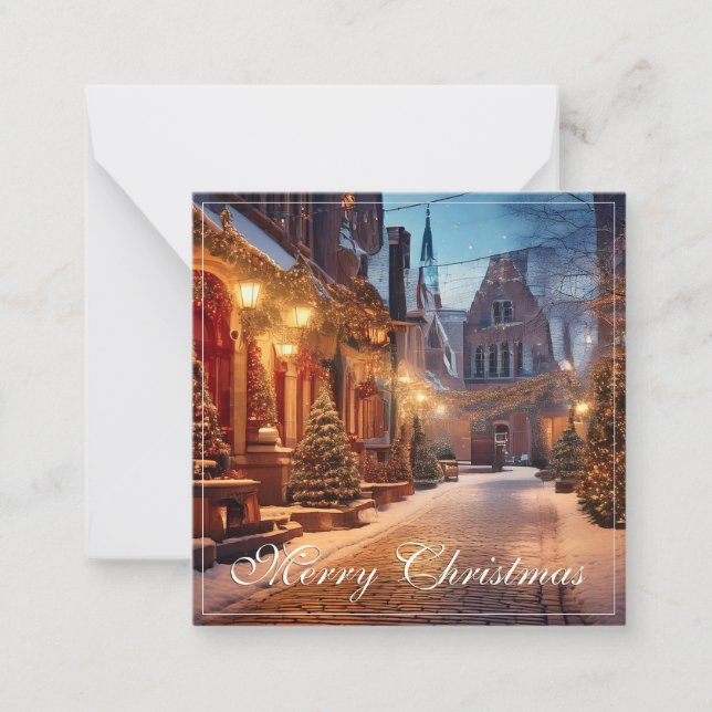 Beautiful Cosy Christmas Motif in a Dreamy Old Tow Note Card (Front)