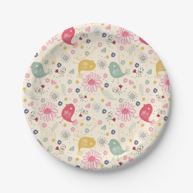 Beautiful Country Birds Paper Plates (Front)