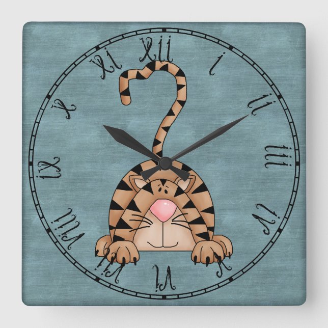 Beautiful Country Cat Square Wall Clock (Front)