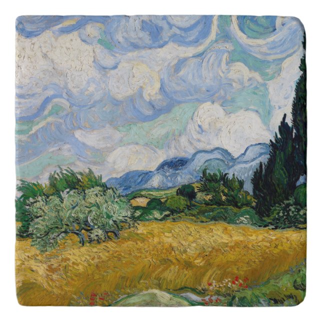 Beautiful Country Landscape Greenery Yellow Blue   Trivet (Front)