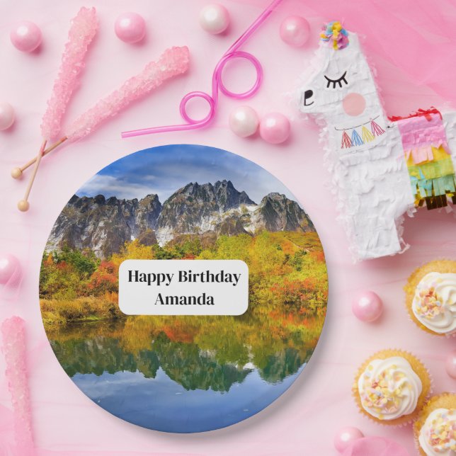 Beautiful Country Mountains Photograph Birthday Paper Plates (Party)