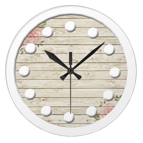 Beautiful Country Shabby Chic Rustic Wood Large Clock