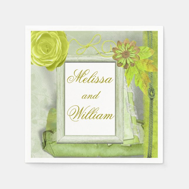 Beautiful Country Style Green Paper Napkins (Front)
