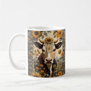 Beautiful Countryside Cow Sunflower Decorative Coffee Mug