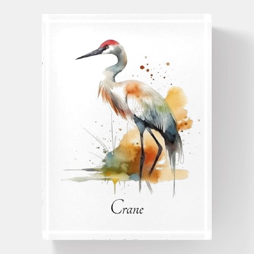 beautiful crane in watercolor paperweight