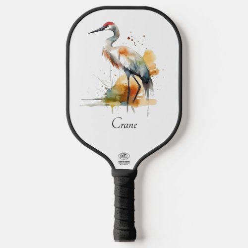 beautiful crane in watercolor pickleball paddle