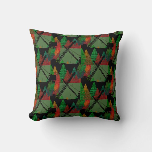 Beautiful Crane Operator Crawler Crane Art Throw Pillow (Front)