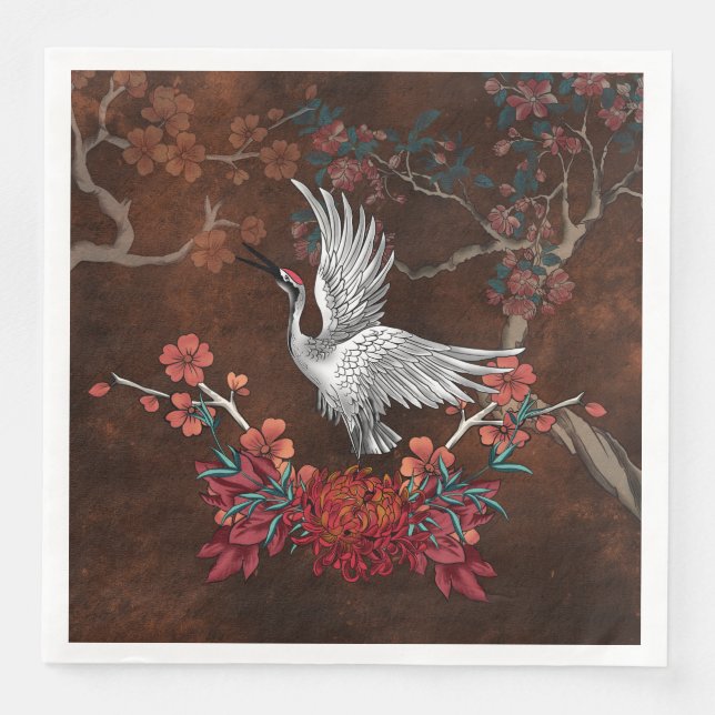 Beautiful crane paper dinner napkins (Front)