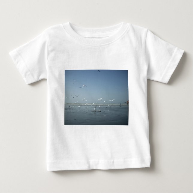 Beautiful Cranes Flying Over Water Nature's Ballet Baby T-Shirt (Front)