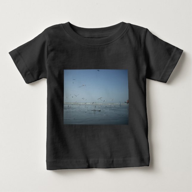 Beautiful Cranes Flying Over Water Nature's Ballet Baby T-Shirt (Front)