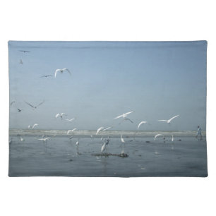 Beautiful Cranes Flying Over Water Nature's Ballet Placemat