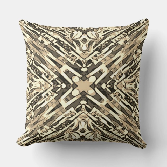 Beautiful Creamy Taupe Tan Black Modern Minimalist Throw Pillow (Front)