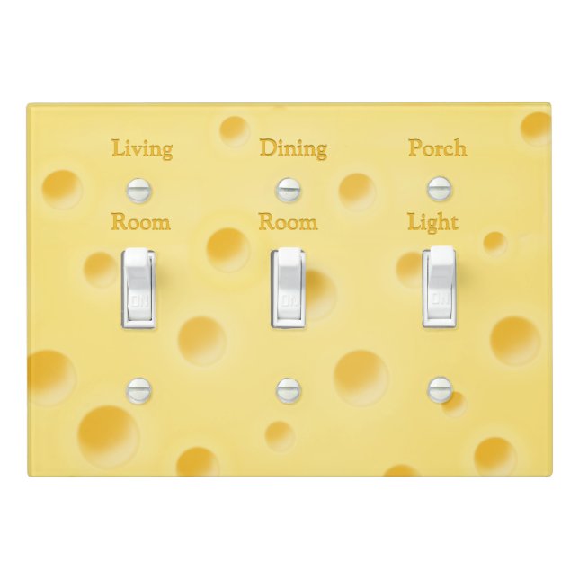 Beautiful Creamy Yellow Swiss Cheese 3 Room Labels Light Switch Cover (In Situ)