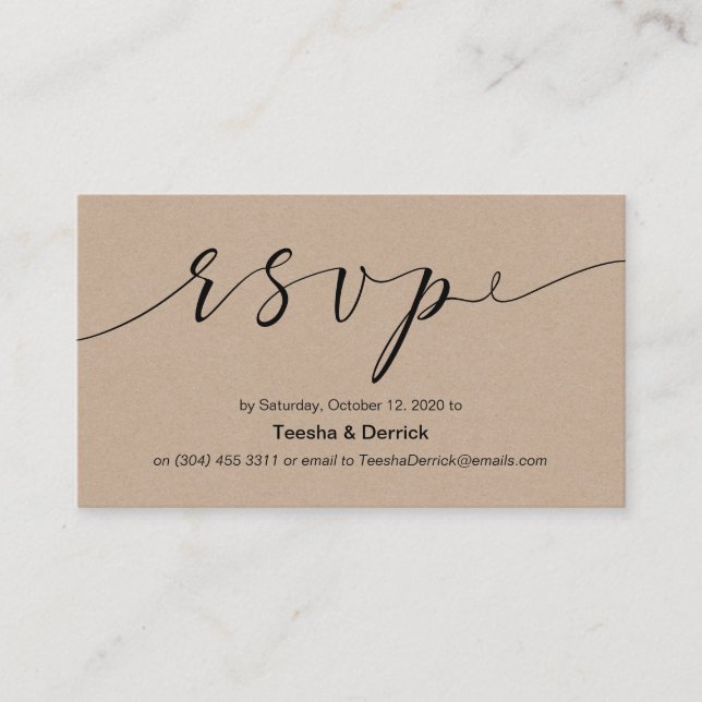 Beautiful creative elegant black ink, Wedding RSVP Enclosure Card (Front)