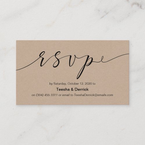 Beautiful creative elegant black ink Wedding RSVP Enclosure Card