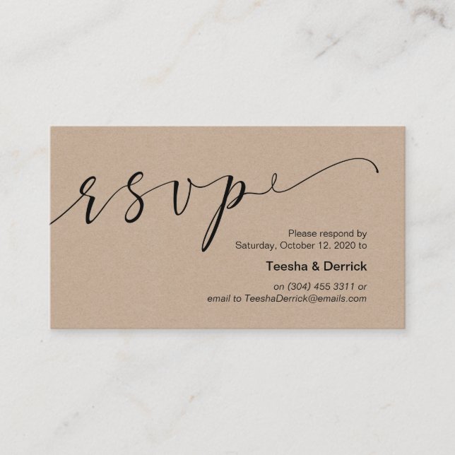Beautiful creative elegant black, Wedding RSVP Enclosure Card (Front)