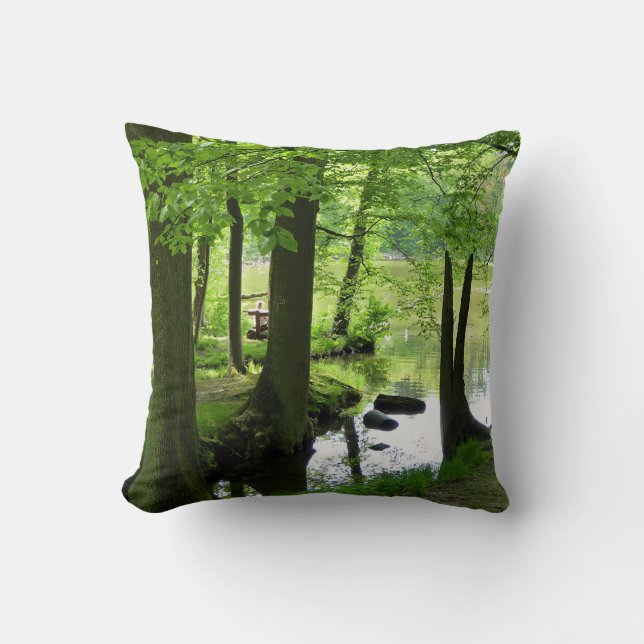 Beautiful creek and forest photo throw pillow (Front)