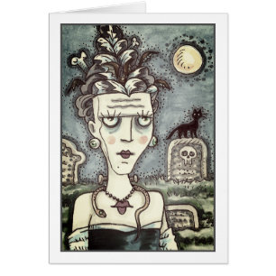 BEAUTIFUL CREEPY FRANKENELLA MONSTER, GRAVES Blank Cards