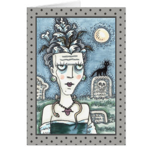 BEAUTIFUL CREEPY FRANKENELLA MONSTER, GRAVES Blank Cards