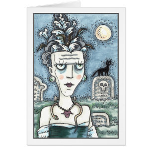 BEAUTIFUL CREEPY FRANKENELLA MONSTER, GRAVES Blank Cards