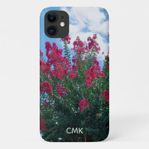 Beautiful Crepe Myrtle Flowers Monogram Nature iPhone 11 Case