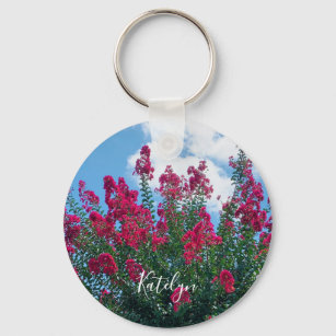 Beautiful Crepe Myrtle Flowers Nature Photo Custom Keychain