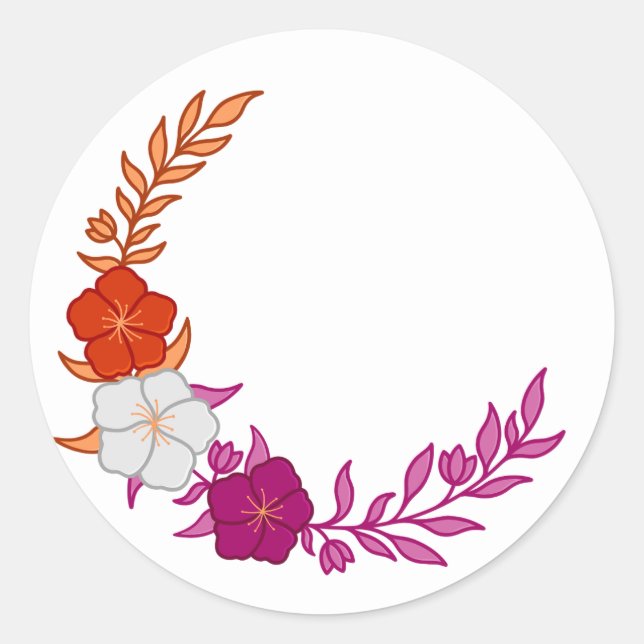 Beautiful Crescent of Subtle Lesbian Flowers Classic Round Sticker (Front)