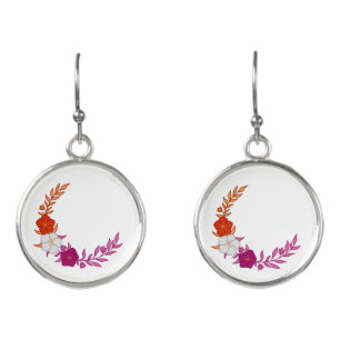 Beautiful Crescent of Subtle Lesbian Flowers Earrings