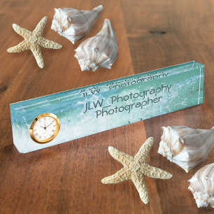 Beautiful Cresting Ocean Wave Blue and White Desk Name Plate