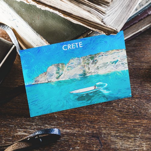 Beautiful Crete Greece Ocean Painting Postcard