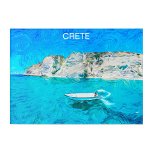 Beautiful Crete Greece Ocean Watercolor Painting Acrylic Print