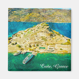 Beautiful Crete Greece Scenery Oil Paint Magnet