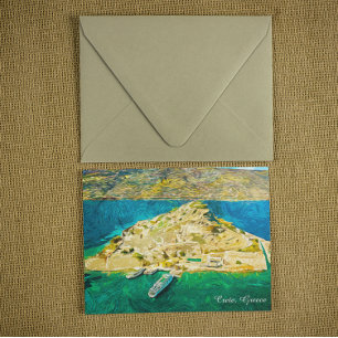 Beautiful Crete Greece Scenery Oil Paint Postcard