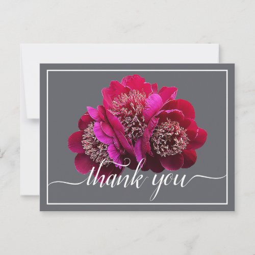 Beautiful Crimson Peonies Color Backdrop Thank You Postcard