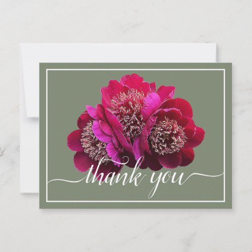 Beautiful Crimson Peonies Color Backdrop Thank You Postcard