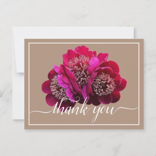 Beautiful Crimson Peonies Color Backdrop Thank You Postcard