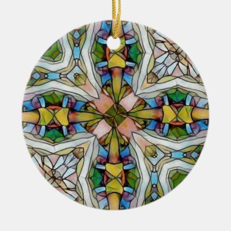 Beautiful Cross Shaped Stained Glass Inspirational Ceramic Ornament