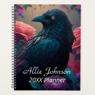 Beautiful Crow and Roses Personalized Planner