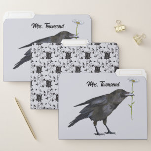 Beautiful Crow Design File Folder Set - Crow Lover